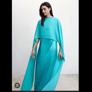 Blue Cape Maxi Dress